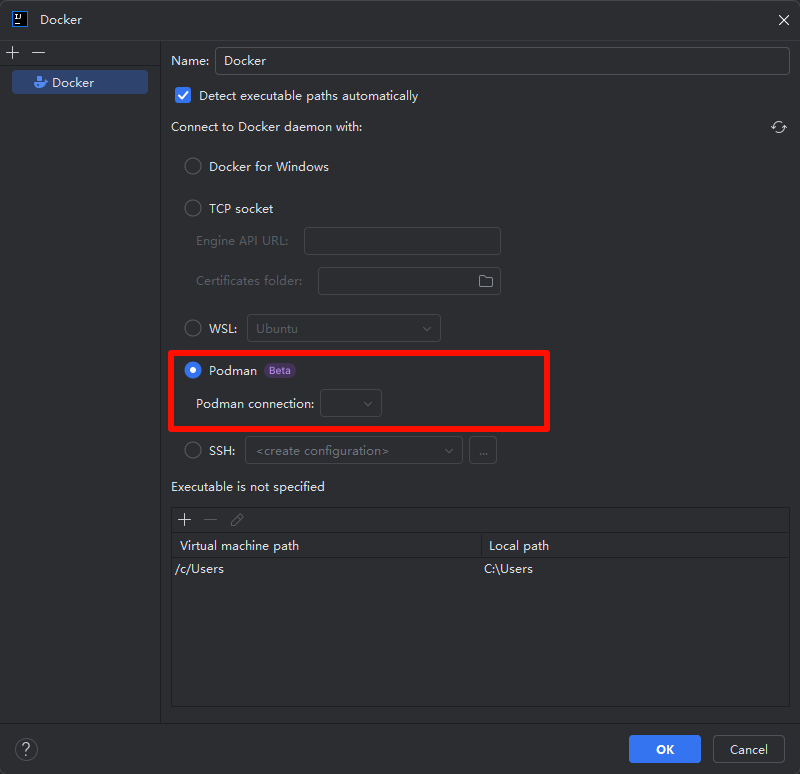 IDEA集成Podman(忽略选项)